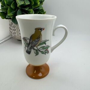 Vtg 1960's Fred Roberts Bird Mug Cup Pedestal 1960s Brown Songbird MCM